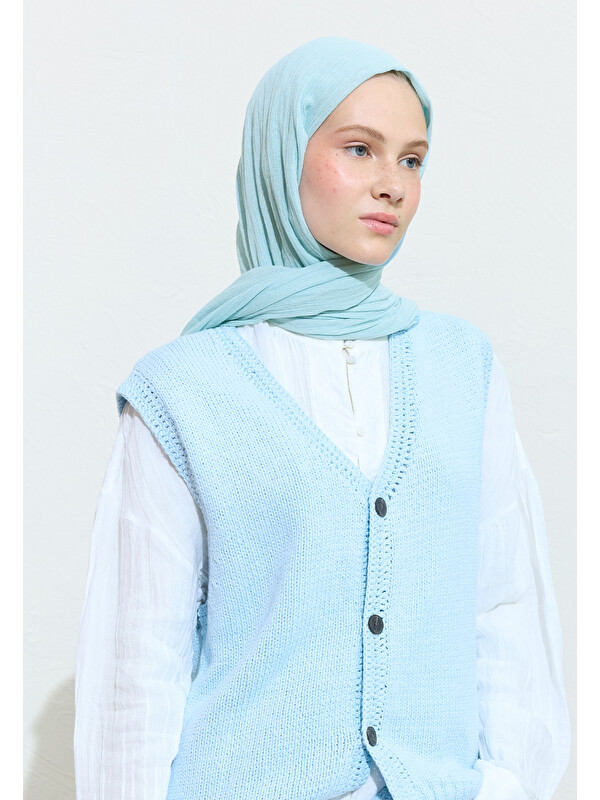 Fresh Scarfs Pamuklu Keten Şal Blue Lemonade