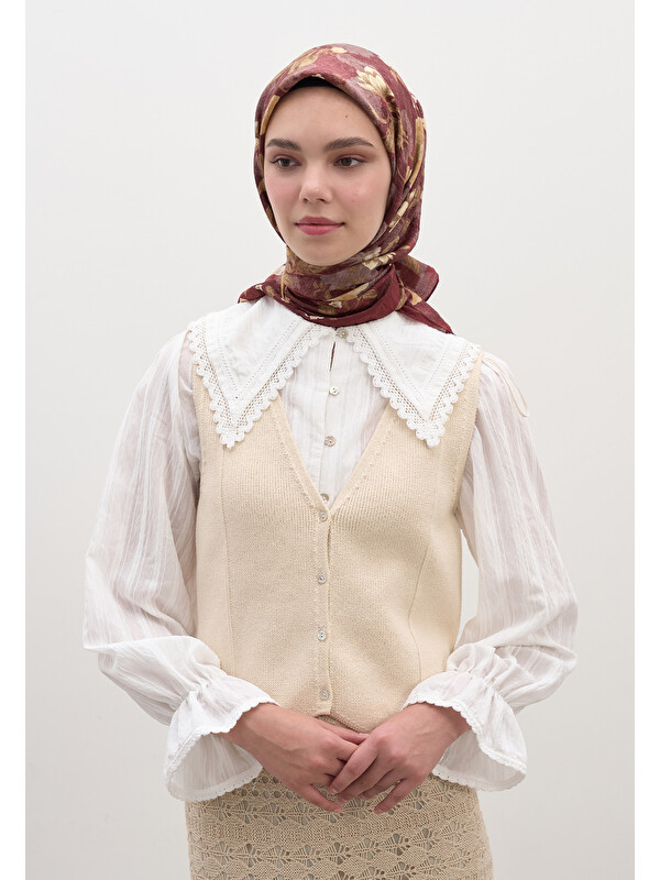 Fresh Scarfs Reverıe Desen Pamuklu Viskon Eşarp Bordo