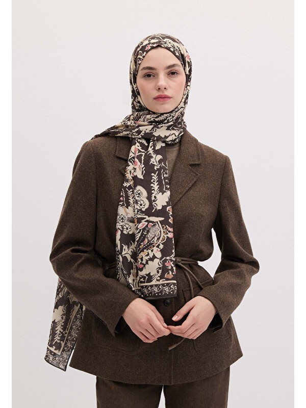 Fresh Scarfs Floral Paısley Desen Şal Antrasit