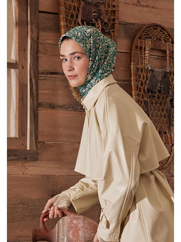 Fresh Scarfs Estelle Desen Pamuk İpek Eşarp Yeşil