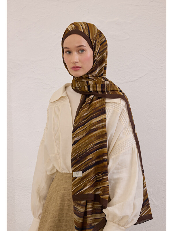 Fresh Scarfs Deıa Desen Rami Şal Kahverengi