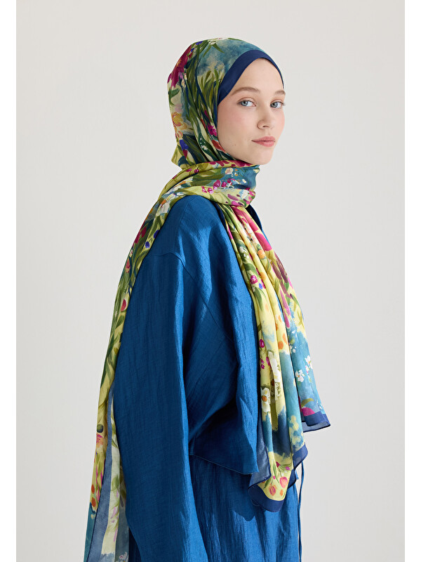 Fresh Scarfs Sweet Garden Floş Viskon Şal İndigo