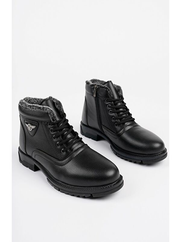 CONYON Bağcıklı Fermuarlı İçi Kürklü Erkek Kışlık Bot - Görsel 4