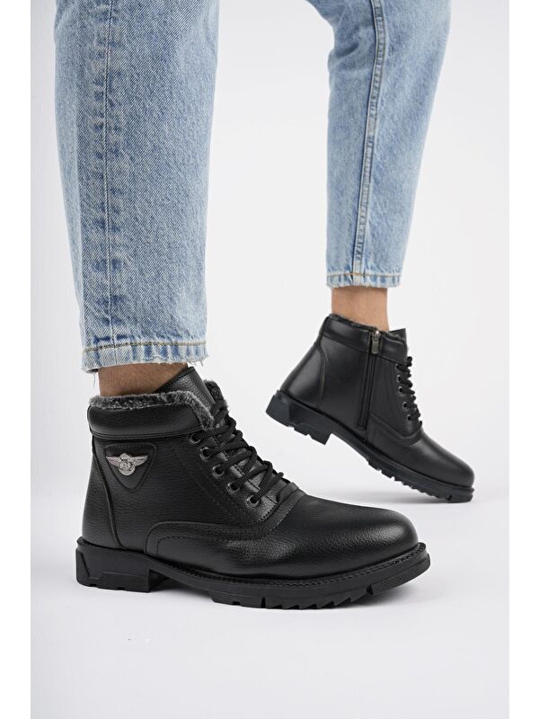 CONYON Bağcıklı Fermuarlı İçi Kürklü Erkek Kışlık Bot - Görsel 3