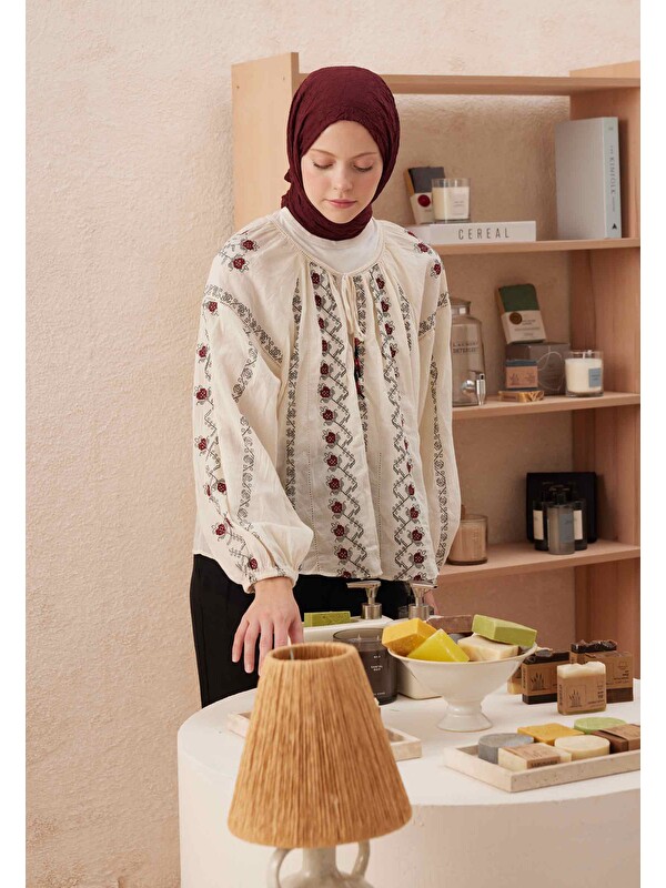 Fresh Scarfs Vual Crash Şal Bordo