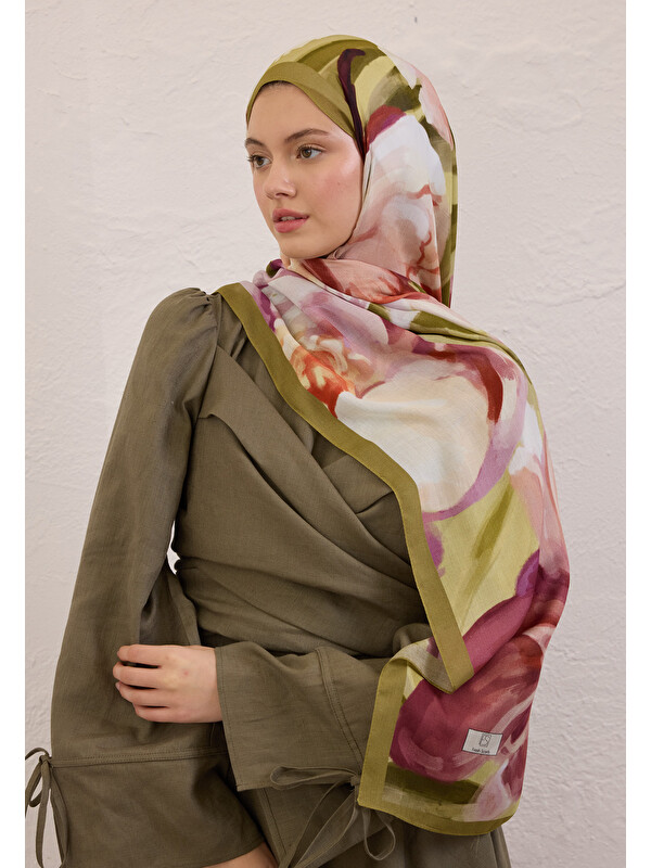 Fresh Scarfs Gardenıa Desen Rami Şal Haki
