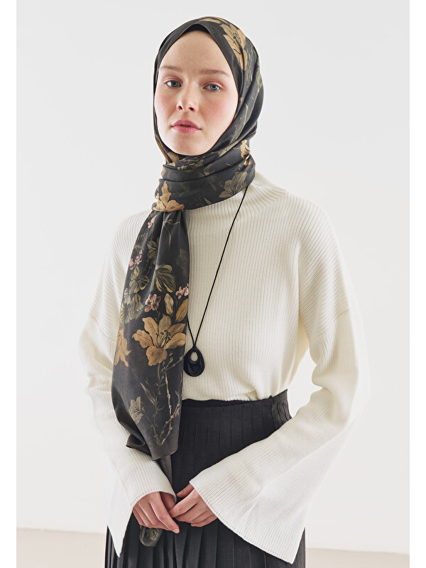 Fresh Scarfs Fall Breeze Desenli Pamuk Viskon Şal Kahve