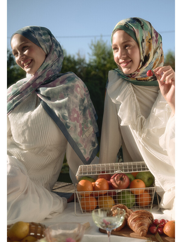 Fresh Scarfs Vınnıe Floş Viskon Şal Mavi