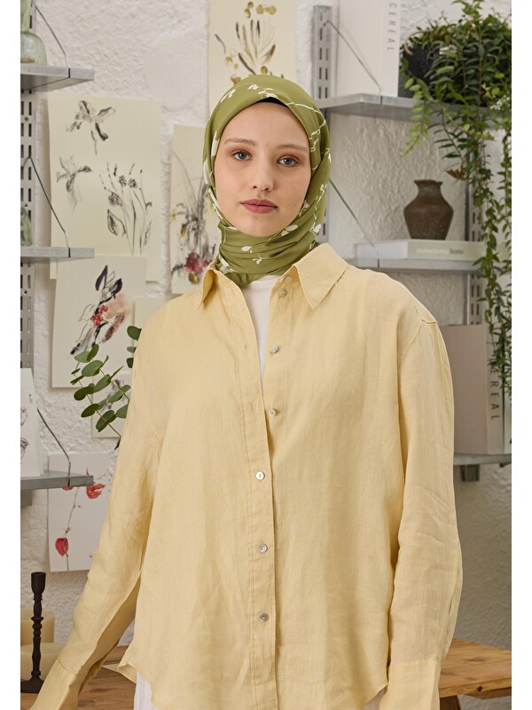 Fresh Scarfs Perla Desen Pamuk İpek Eşarp Yeşil
