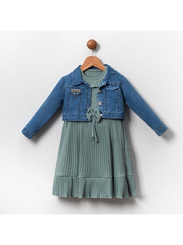 Mnk Baby & Kids Jean Ceketli Kız Çocuk Elbise MNK2119