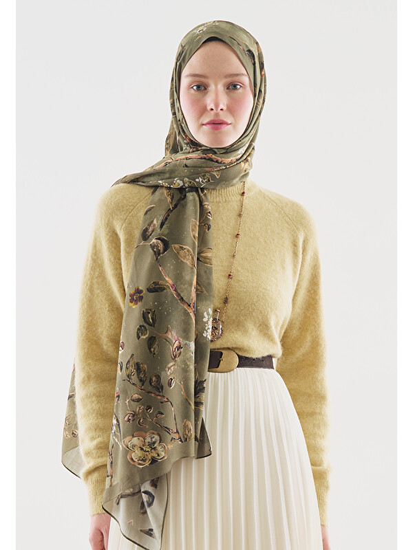 Fresh Scarfs Flower Rain Desenli Pamuk Viskon Şal Çağla