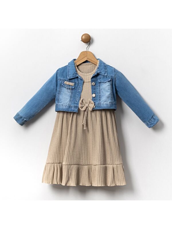 Mnk Baby & Kids Jean Ceketli Kız Çocuk Elbise MNK2119