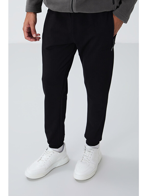 Tommylife Siyah Fermuar Cepli Standart Kalıp Erkek Jogger Eşofman Altı- 84651