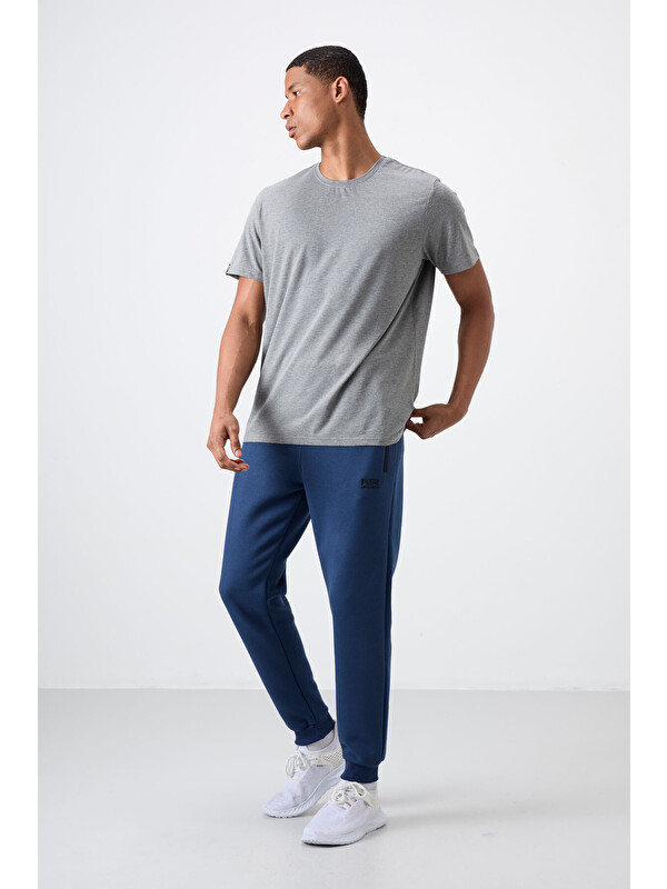 Air Jones Cesar İndigo Fermuar Cepli Şardonlu Jogger  Erkek Jogger Eşofman Altı - 84929
