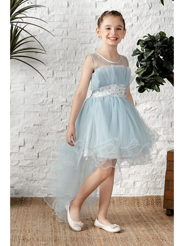Mnk Baby & Kids Uzun Kuyruk Tütülü Askılı Kız Filira Elbise MNK0584