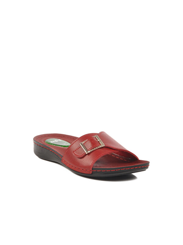 Kırmızı Anatomik Jel Taban Kadın Terlik 6811 Z - Görsel 4