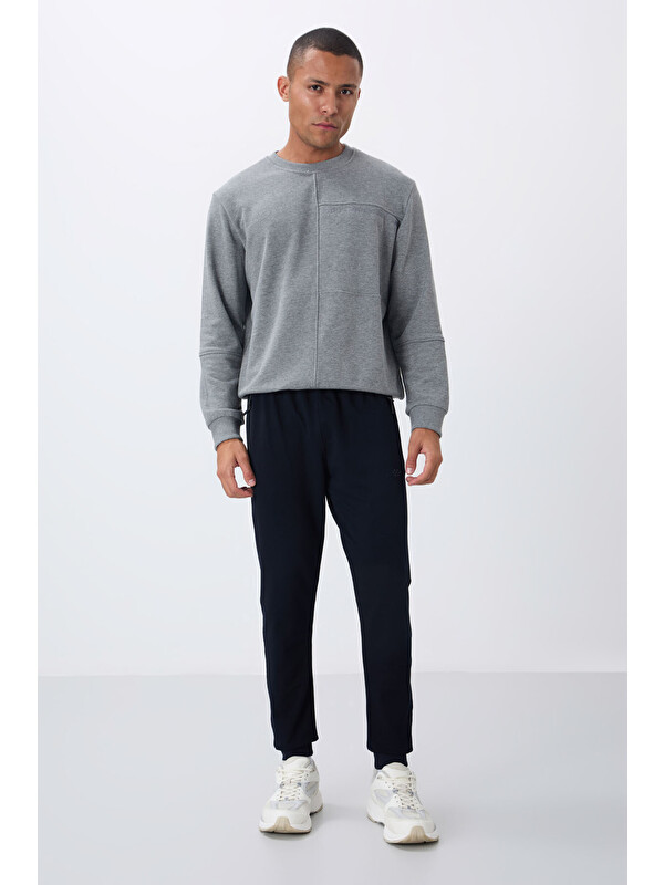 Tommylife Lacivert Fermuar Cepli Standart Kalıp Erkek Jogger Eşofman Altı- 84651