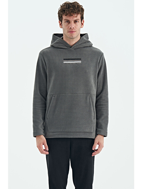 Air Jones Hern Koyu Gri  Polar Erkek Kapüşonlu Sweatshirt Hoodie - 88301