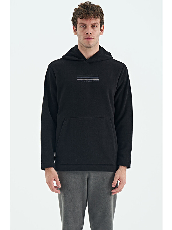 Air Jones Hern Siyah  Polar Erkek Kapüşonlu Sweatshirt Hoodie - 88301