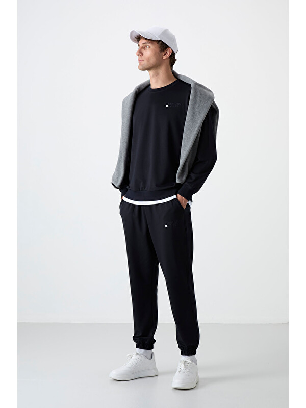 Tommylife Lacivert Casual O Yaka Jogger Erkek Oversize Eşofman Takımı - 85120