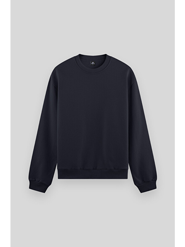 Tommylife Lacivert Basic Bisiklet Yaka Rahat Form Erkek Sweatshirt - 88053