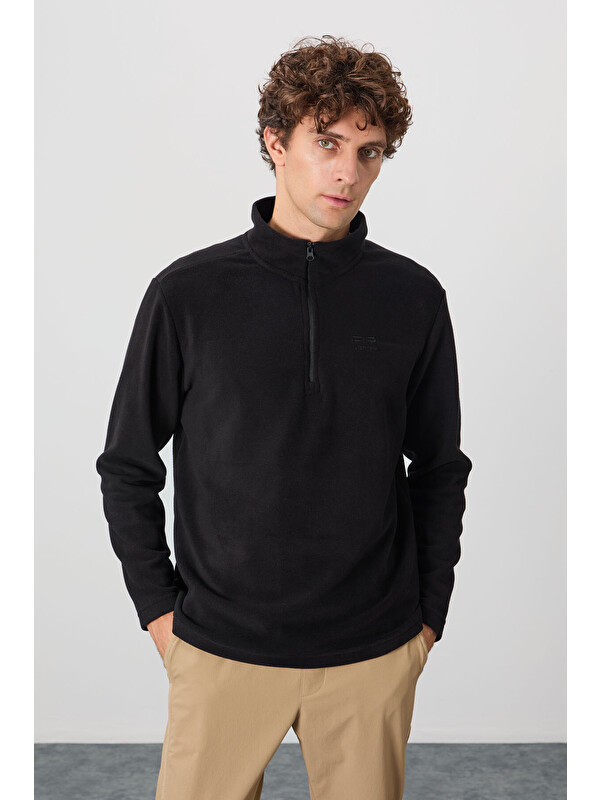 Air Jones River Siyah Dik Yaka Erkek Polar Sweatshirt - 88310