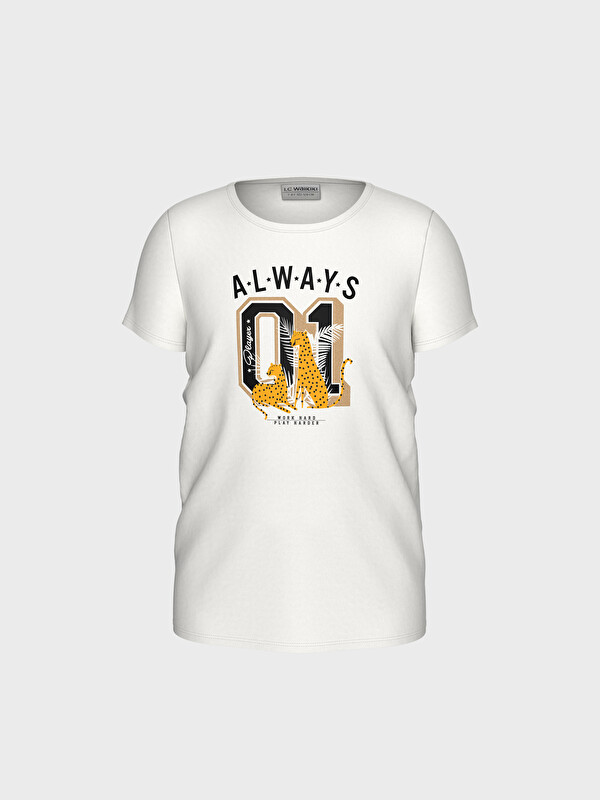 LCW Kids Girl's Printed Cotton T-Shirt
