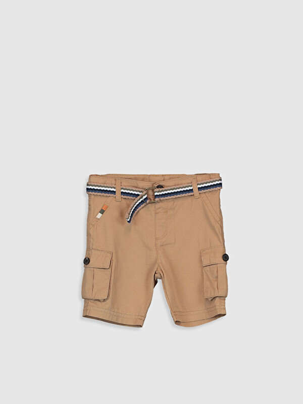 LCW baby Set de 2 Pantaloni Scurți Cargo și Curea din Țesătură Gabardină pentru Bebeluși Băieți