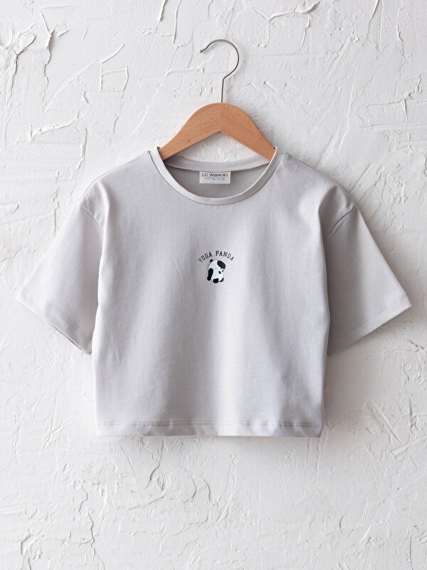 LCW Kids Crew Neck Printed Short Sleeve Girls' T-Shirt
