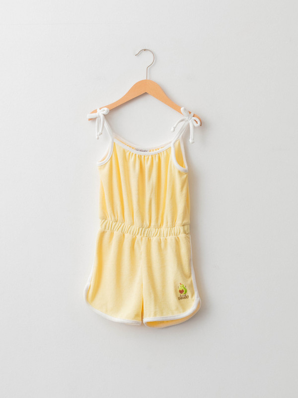 LCW Kids Crew Neck Printed Strap Girls Overalls
