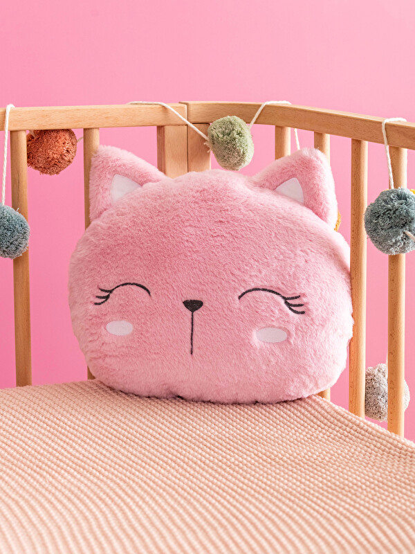 LCW HOME Kedi Nakışlı Pelüş Dolgulu Bebek Kırlent 35x45 cm