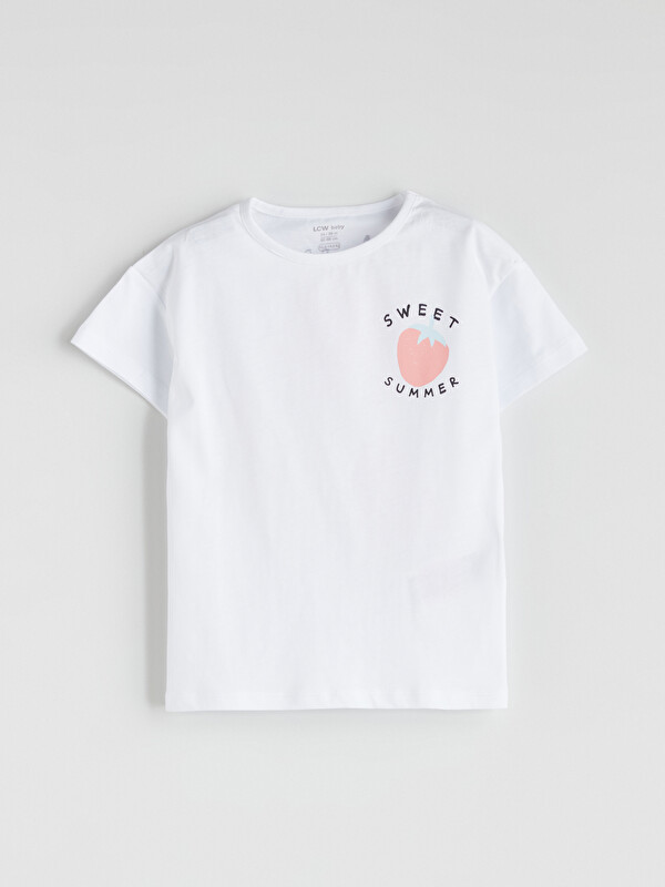 LCW baby Çilek Baskılı Kız Bebek Tişört