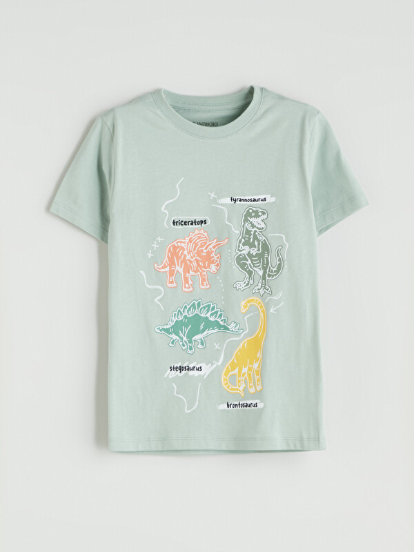 LCW Kids Bisiklet Yaka Baskılı Erkek Çocuk Pijama Üst