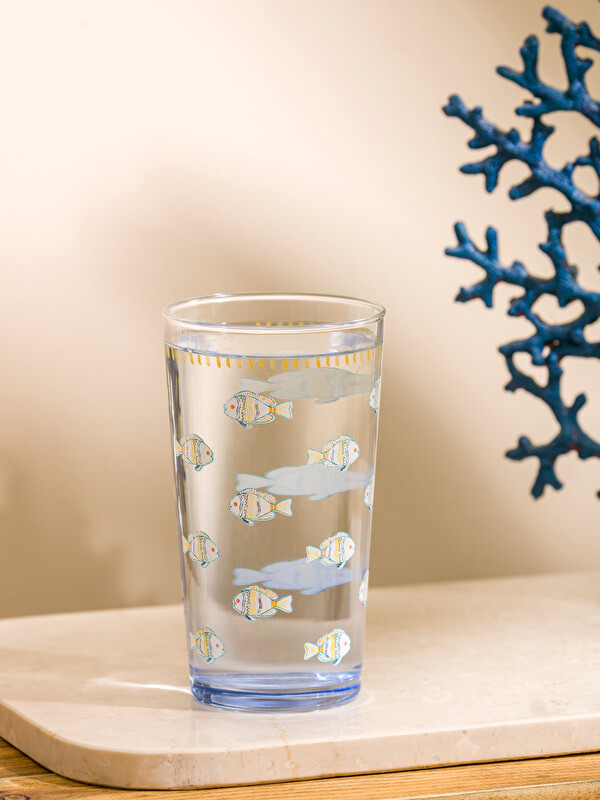 LCW HOME Fish Printed Glass Water Glass 570 ml
