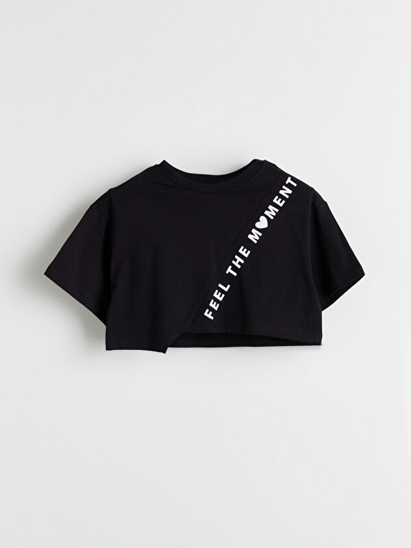 LCW Kids Bisiklet Yaka Kız Çocuk Crop Tişört