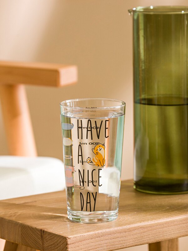 LCW HOME Cat Printed Glass Water Glass 570 ml