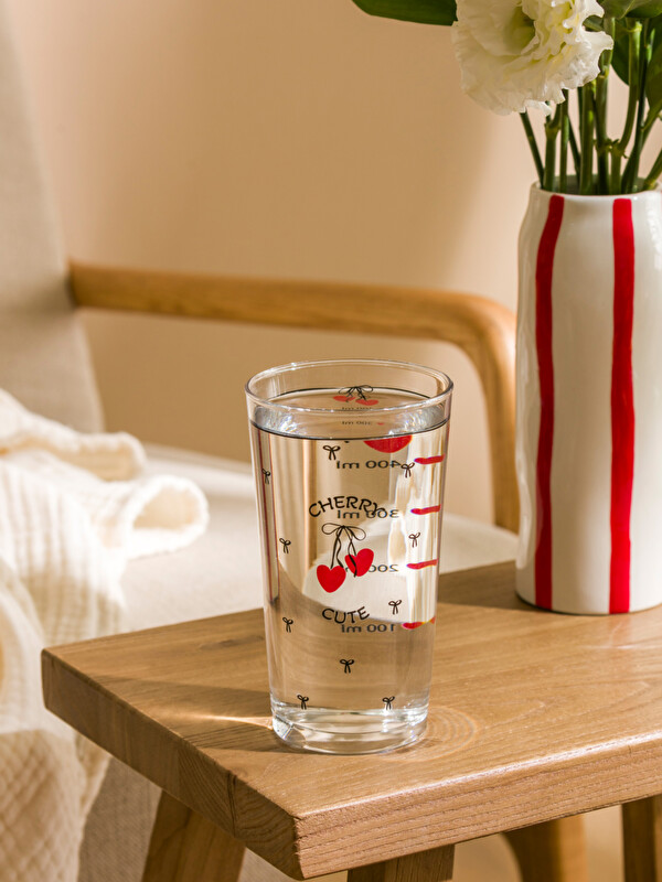 LCW HOME كوب ماء زجاجي مطبوع بفيونكة 570 مل