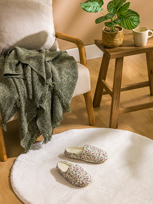 LCW HOME Çiçek Desenli Kadın Ev Terliği
