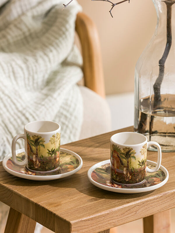 LCW HOME Baskılı 2 Kişilik Porselen Kahve Fincan Takımı 90 ml