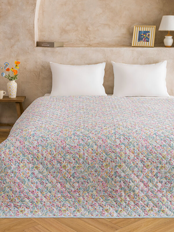 LCW HOME Çiçek Desenli Çift Kişilik Yatak Örtüsü 