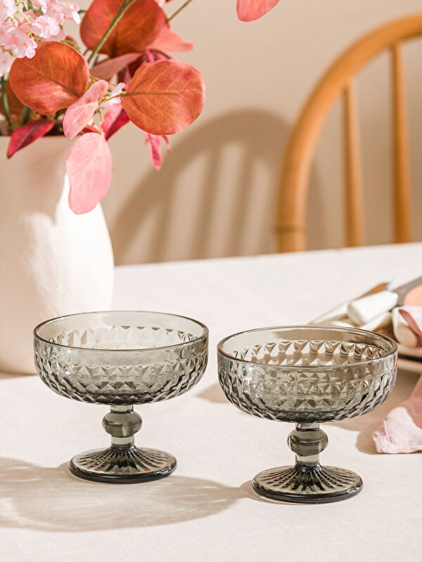 LCW HOME Footed Glass Bowl Set 2 Pack 270 ml