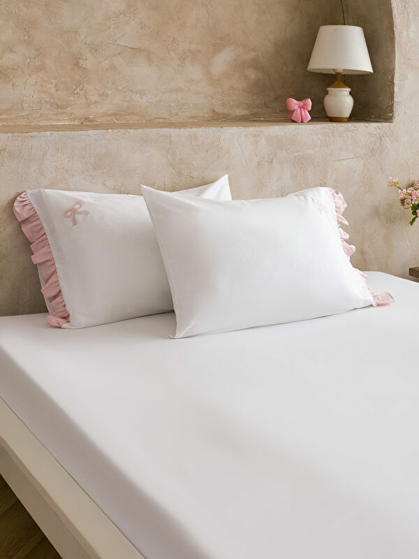 LCW HOME Комплект от 2 калъфки за възглавници с бродирани панделки, 50x70 см