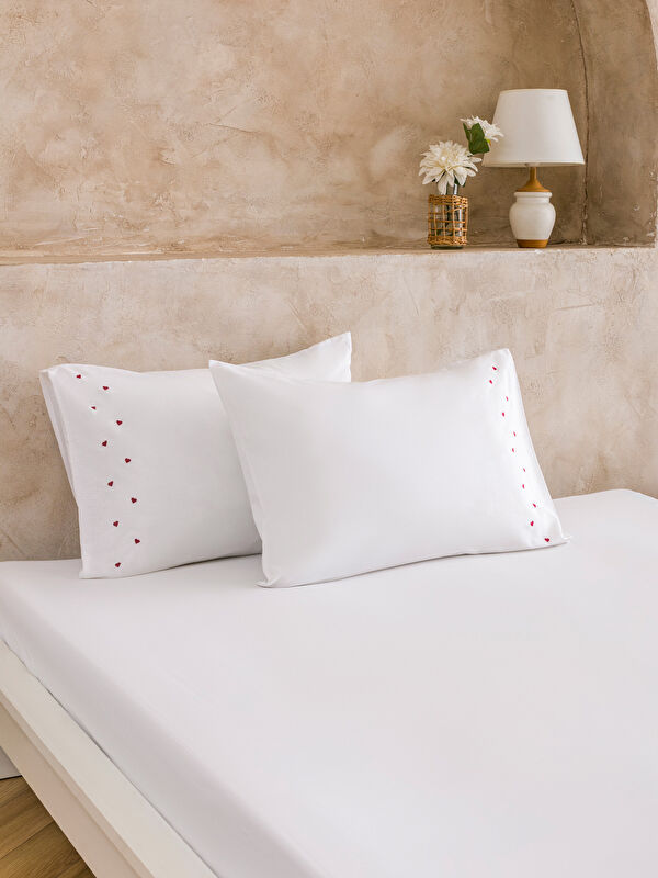 LCW HOME Kalp Desenli Pamuklu Yastık Kılıfı 2'li 50x70 cm