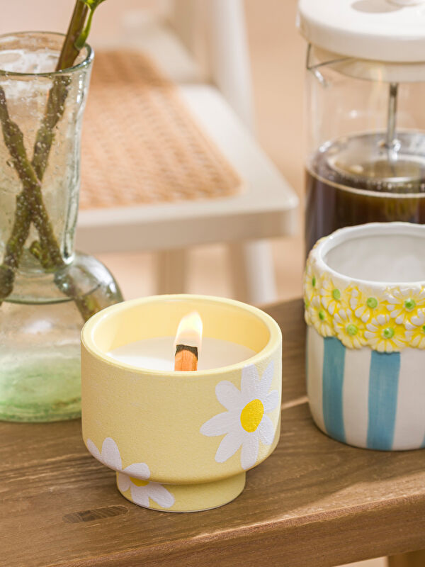 LCW HOME Çiçek Desenli Bardak Mum
