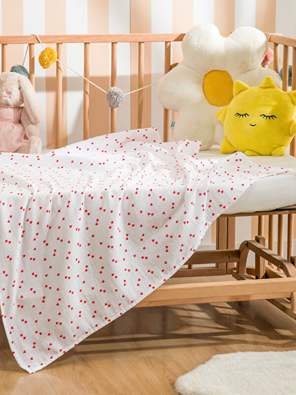 LCW baby Kalp Baskılı Kız Bebek Battaniyesi 90x100 cm