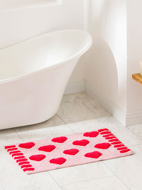 LCW HOME Kalp Baskılı Pelüş Banyo Paspası 50x80 cm