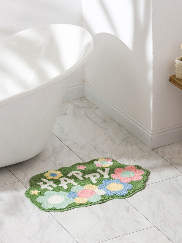LCW HOME Happy Yazı Nakışlı Banyo Paspası