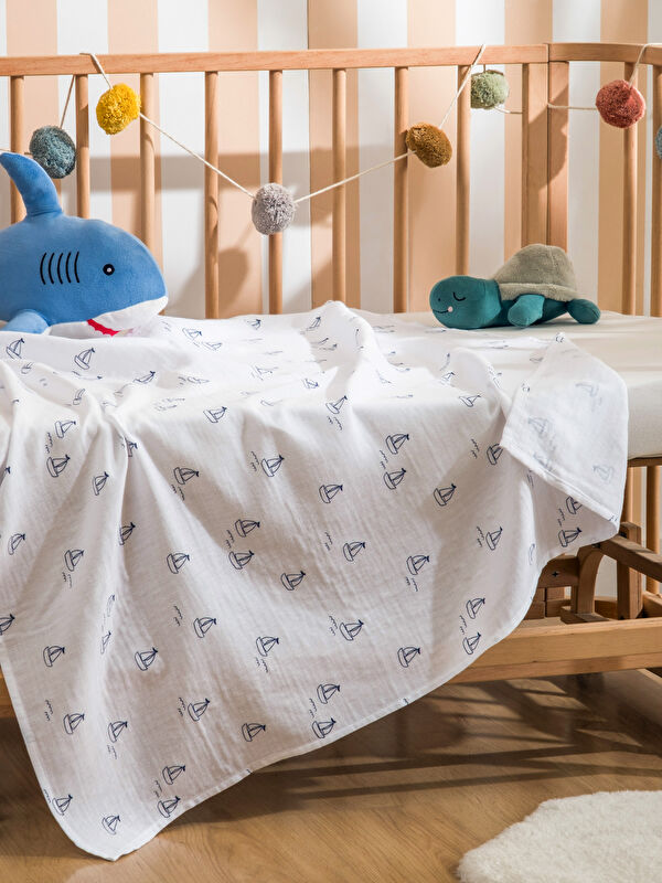 LCW baby Baskılı Erkek Bebek Müslin Battaniye 90x100 cm