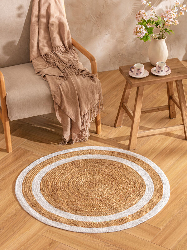 LCW HOME Çizgi Desenli Hasır Yuvarlak Halı 90 cm