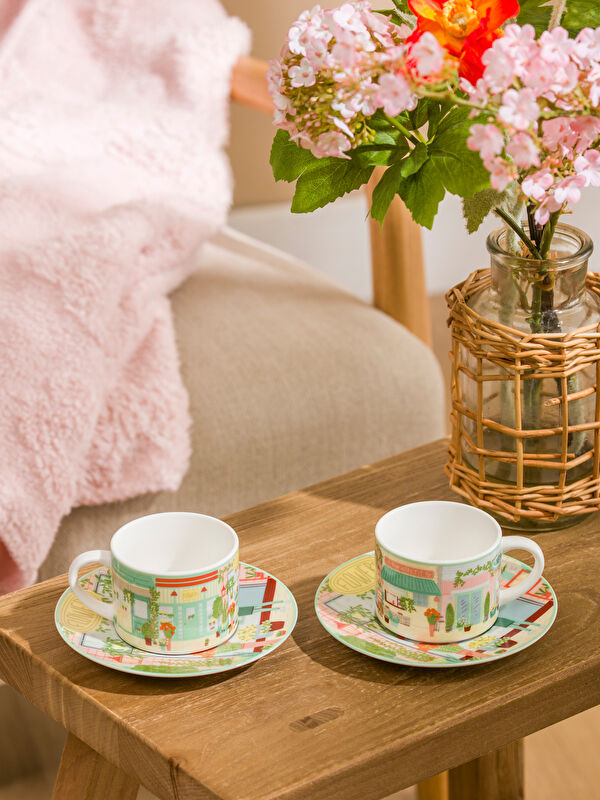 LCW HOME Baskılı 2 Kişilik Porselen Kahve Fincan Takımı 90 ml